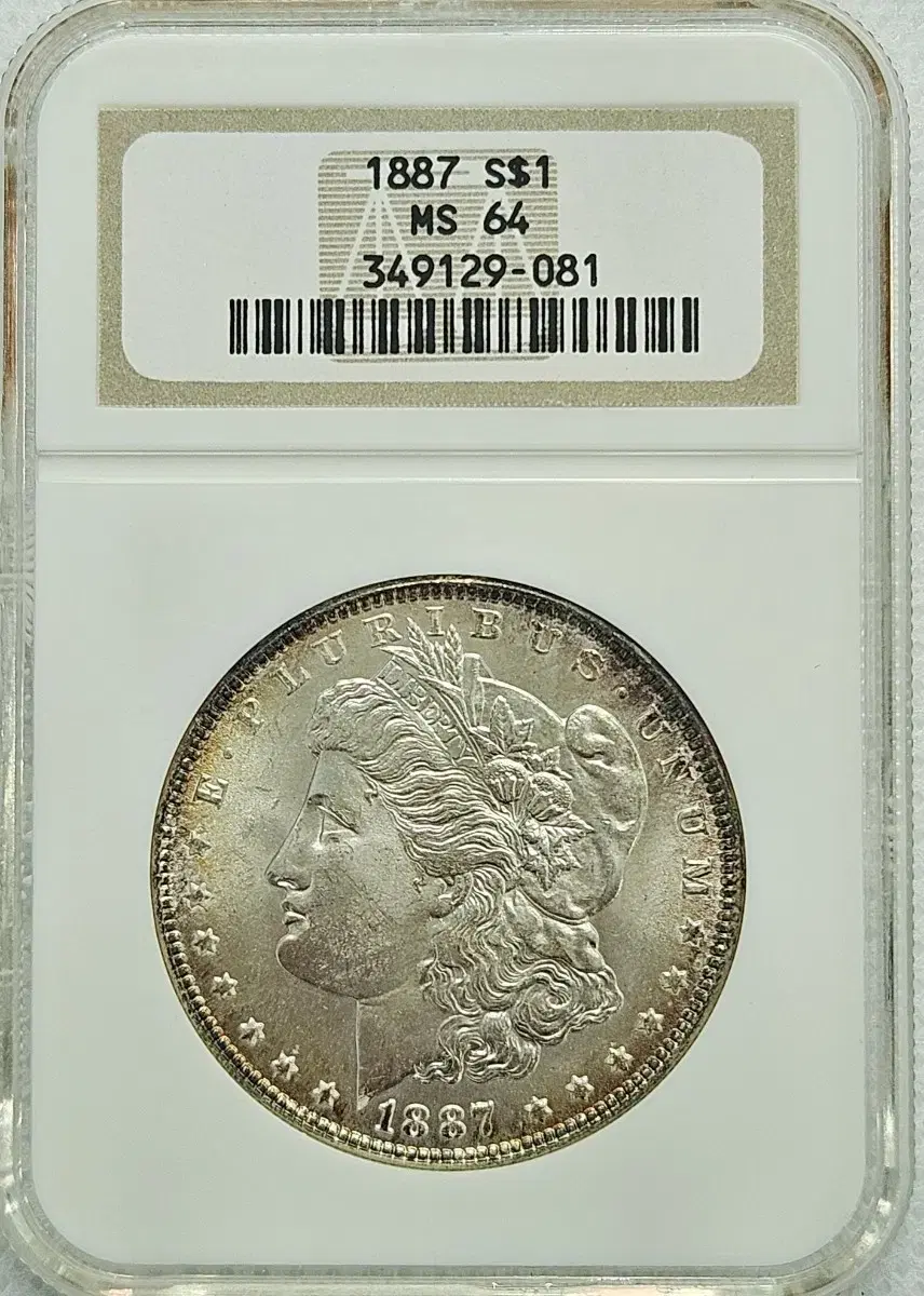 1887년 Morgan 90% Silver Dollar MS64등급